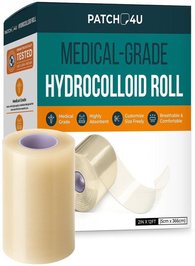PATCH4U Hydrocolloid Roll for Wound Care, Hydrocolloid Patch Bandages with Self-Adhesive, Bed Sore Bandages, Highly Absorbent for Burn, Blister, Acne Care, Sterile and Waterproof (2in x 12ft) - Image 1
